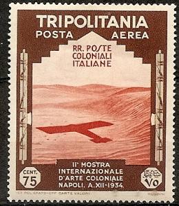 TRIPOLITANIA C45 MINT OG 1934 75c COLONIAL ARTS EXHIB.