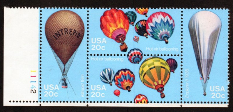 SC# 2032 - (20c) - Balloons, Intrepid, MNH Plate Block/4 - LL # 11142