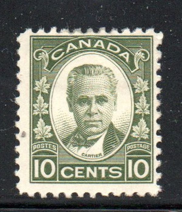 Canada Sc 190 1931 10c dark green Cartier  stamp mint