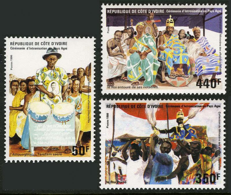 Ivory Coast 799-801, MI 925-927, MNH.Enthronement of a Chief,Agni District, 1986