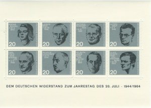 Germany Scott 883-890 / Michel Block 3: WW2 Resistance Souvenir Sheet, VF-NH