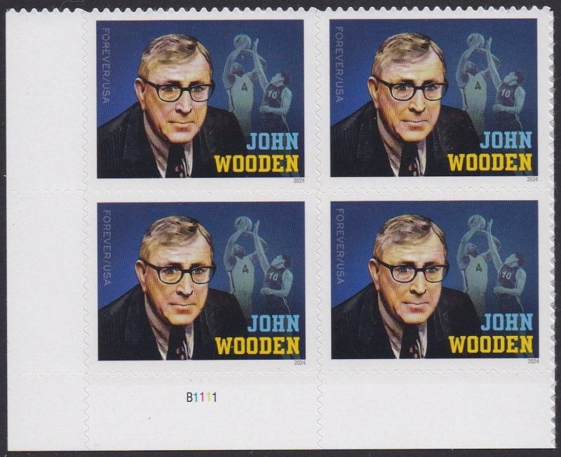 5833 John Wooden Plate Block MNH