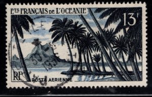 FRENCH POLYNESIA Scott C23 Used 1955 Bahia Peak Airmail stamp