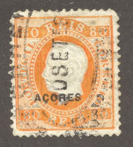 Azores Scott 53a UHR - 1882 80r Orange King Luiz Overprint - SCV $102.50
