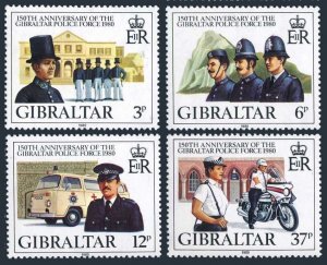 Gibraltar 386-389, MNH. Michel 401-404. Police Force, 1980. Uniforms, Ambulance,