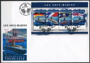 TOGO 2018 SUBMARINES SHEET FIRST DAY COVER