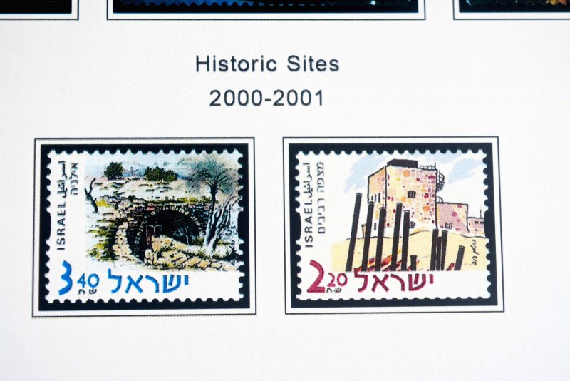 COLOR PRINTED ISRAEL 2000-2010 STAMP ALBUM PAGES (68 illustrated pages)