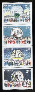 Sweden 1732a MNH,  Opening of Globe Arena Bklt. Pane from 1989.