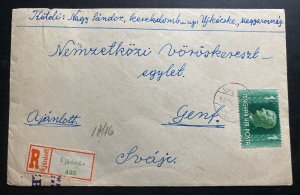 1943 Ujkecske Hungary Registered Censored Cover To Geneva Switzerland