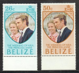 Belize Scott 325-26 MNHOG - 1973 Princess Anne's Wedding Issue