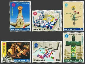 Grenada 366-371,372 sheet,MNH. EXPO-1970, Osaka. Art,Bridge,Toshiba-Ihi Pavilion