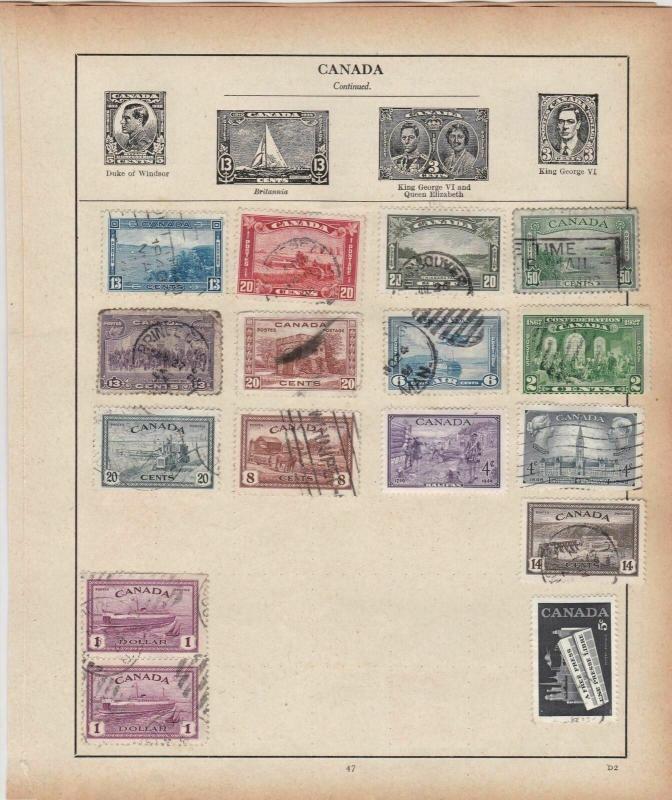 Canada Stamps on Album Page ref R18943