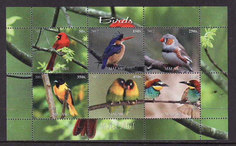 Malawi-unused NH sheet of 6 -Birds-Kingfisher-2012-issue