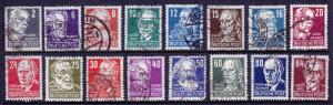 GERMANY (DDR) — SCOTT 10N29-10N44 — 1948 PORTRAITS SET — USED — SCV $20.15