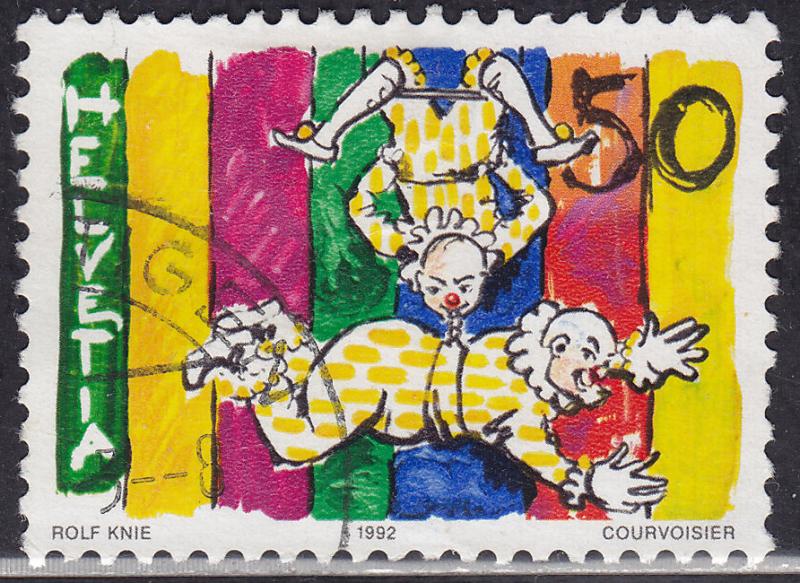 Switzerland 920 USED 1992 Clowns on Trapeze 50c