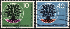 1960, Germany, World Refugee Year set, Used, Sc 807-808
