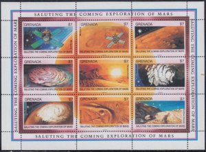GRENADA #2002a-i - MNH MARS EXPLORATION SUPERB SHEET of 9 DIFFERENT STAMPS