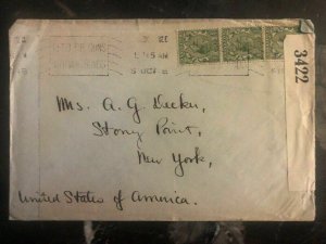 1910s London England Savory Hotel Censored Cover To New York USA