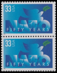 US 3354 NATO Fifty Years 33c vert pair (2 stamps) MNH 1999