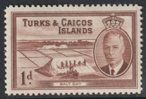 Turks Caicos Scott 106 - SG222, 1950 George VI 1d MH*