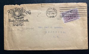 1893 Boston Ma USA Advertising Cover To Pembroke NH Book Publishers
