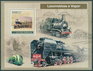 Guinea-Bissau 2007 MNH Steam Trains Stamps Locomotives Railways Rail 1v S/S