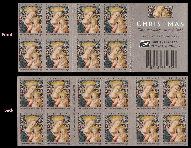 US 5143a Christmas Florentine Madonna & Child forever booklet 20 MNH 2016