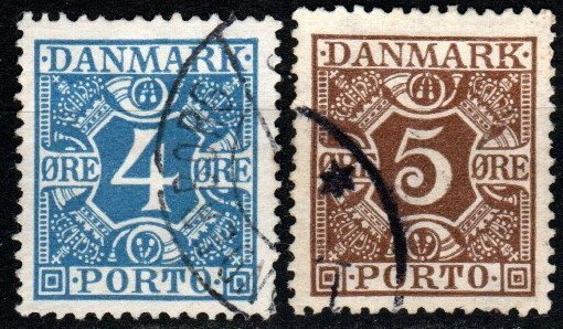 Denmark #J10-11  F-VF Used CV $5.75 (X1345)