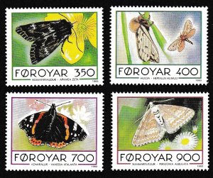 Faroe Is. Butterflies and Moths 4v 1993 MNH SC#256-259 SG#245-248 MI#252-255