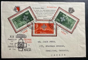 1962 Valleta Malta First Day Cover FDC XIX Anniversary Of The Award George Cross