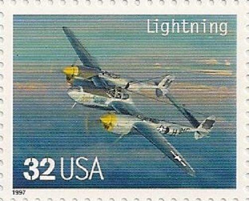 US 3142n Classic American Aircraft Lightning 32c single MNH 1997