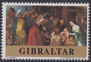 Gibraltar 395 Christmas Rubbens The Adoration of the Magi 12p single MNH 1977