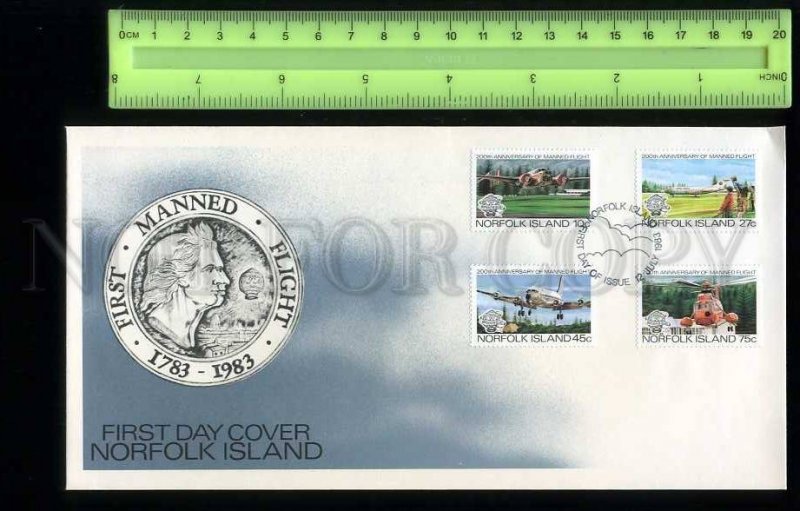 230077 NORFOLK ISLAND 1983 first manned flight PLANES set FDC