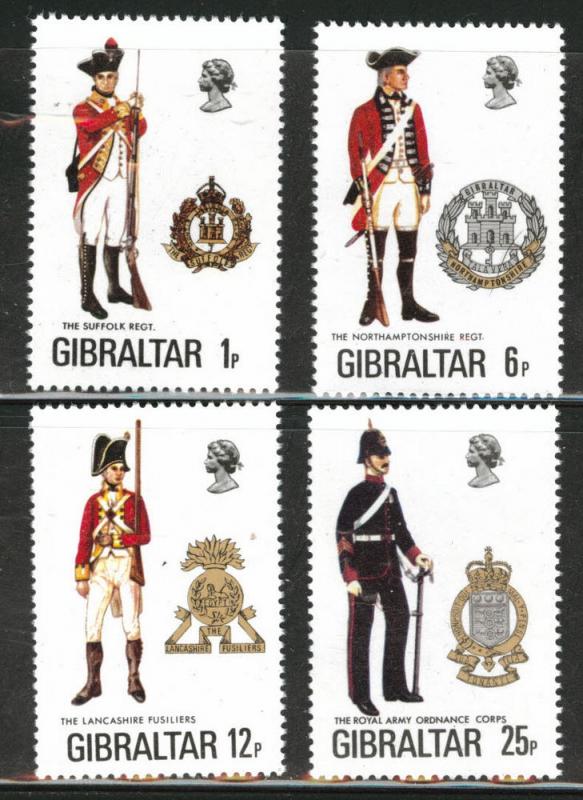 Gibraltar Scott 318-321 MNH** Military Uniform stamp set