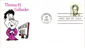 #1861 Thomas Gallaudet Great Americans – Hand Painted Ellis Animated Cachet