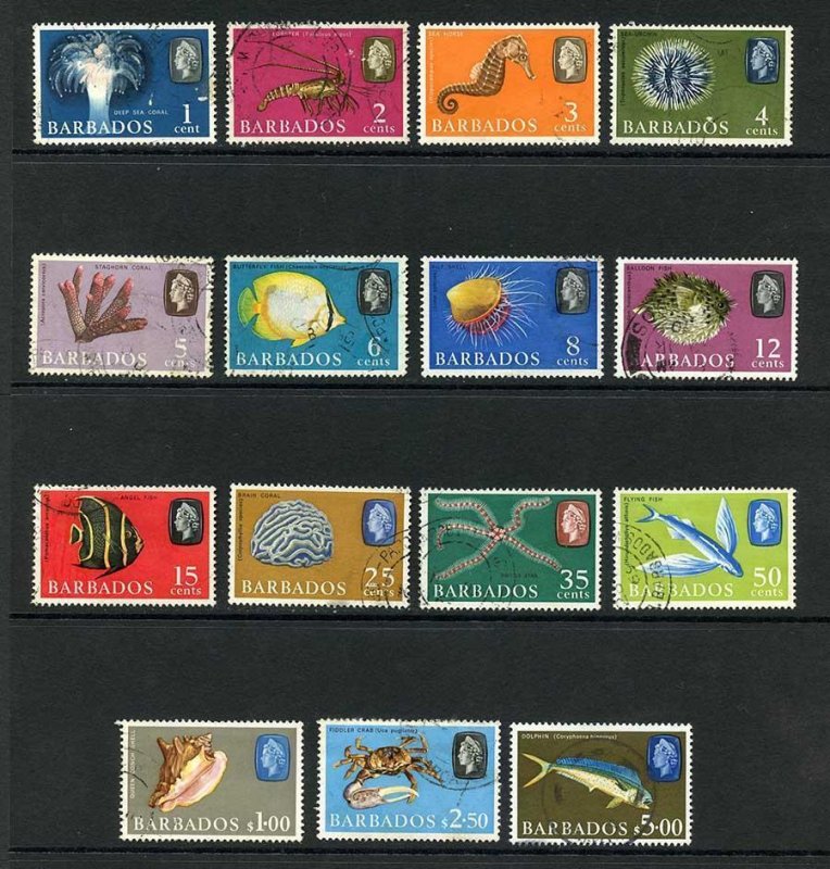 Barbados SG342/55a Set of 15 Fishes Cat 30 Pounds 