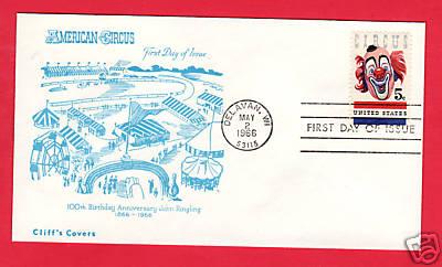 #1309 American Circus - CLIFF's COVERS FIRST  CACHET