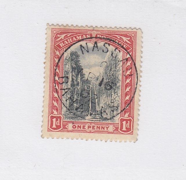 BAHAMAS (MK7734) # 33 VF-USED 1p 1901-03 QUEEN'S STAIRCASE /CARMINE & BLACK 