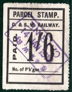 GB Scotland G&SWR RAILWAY Parcel Stamp 1s/6d *CATRINE* STATION 1919 Ayrs BROWN47