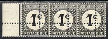 British Honduras 1923 Postage Due 1c black strip of 3 wit...