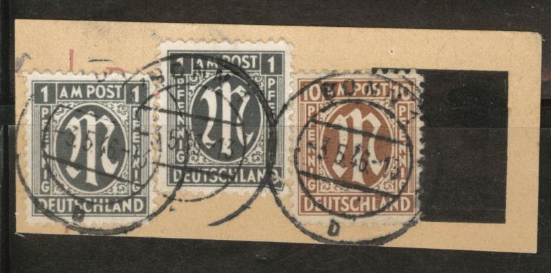 Germany Scott 3N1 and 3N7 Used on piece Type 3 Brunswick 