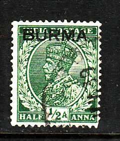 Burma-Sc#2- id7-used 1/2a green-KGV-1937-