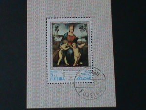 ​FUJEIRA-1970-CHRISTMAS-PAINTING-VIRGIN & THE CHILD-CTO- S/S FANCY CANCEL-VF