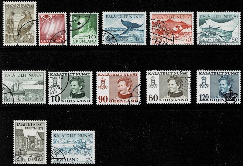 13 Used Stamps From Greenland