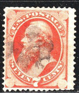 #160 US 7 CENT ORANGE VERMILLION STANTON-USED-N/G-FINE-V/F