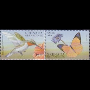 GRENADA GRENADINES 1999 - Scott# 2096-7 Bird/Butterfly $1.5-2 NH