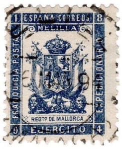 (I.B) Spain Colonial Postal : Melilla Military Post (Regimiento de Mallorca)