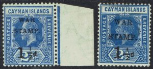 CAYMAN ISLANDS 1917 KGV WAR STAMP 1½D ON 2½D BOTH TYPES