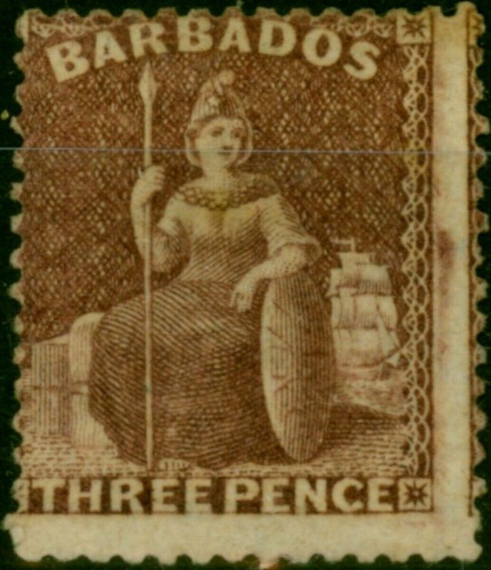 Barbados 1873 3d Brown-Purple SG63 Fine & Fresh Unused 