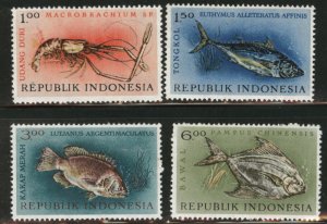 Indonesia Scott 589- 592 MH* Fish and lobster set